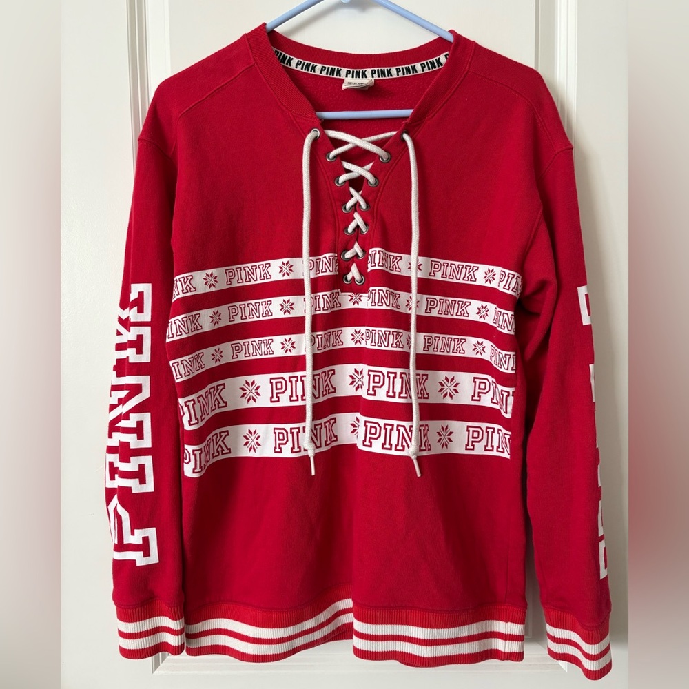 Victoria's Secret Red Lace-Up Sweatshirt